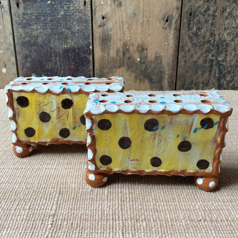 Sarah Monk Ceramic Flower Brick - Yellow Spotty - Image 5
