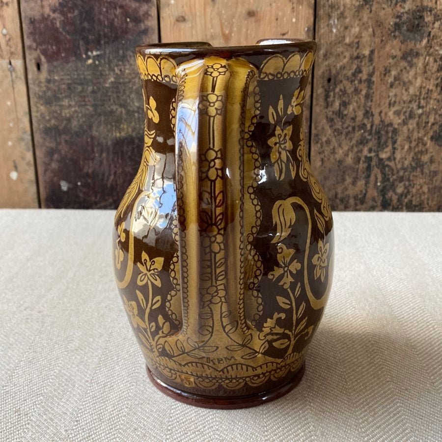 Katie B Morgan Slipware Jug - Lion, Unicorn and Crown SORKJ5 - Image 3