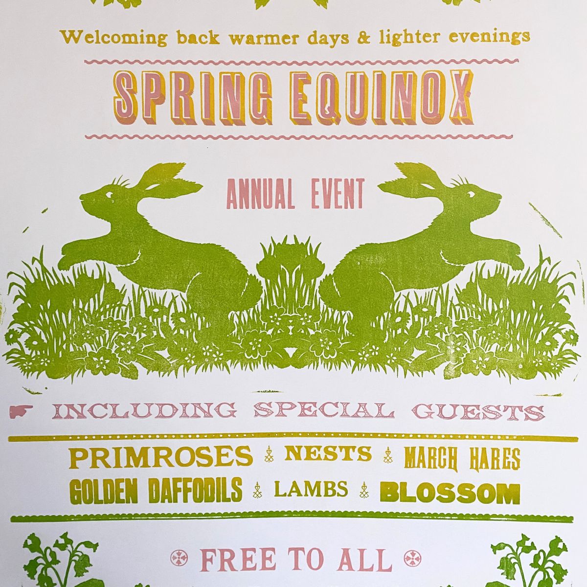 Sophie Elm Design Spring Equinox Letterpress poster detail