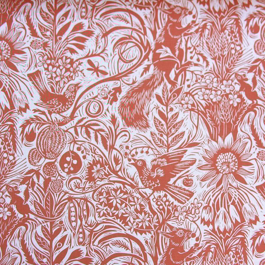 Mark Hearld Squirrel and Sunflower - Brick Red - Image 2