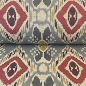 Sula Ikat Print - Duckegg and Red - Image 3