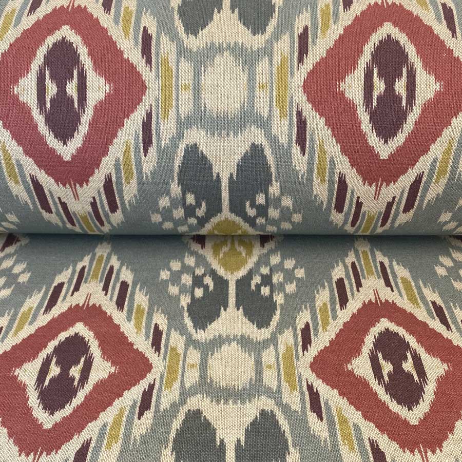 Sula Ikat Print - Duckegg and Red - Image 3