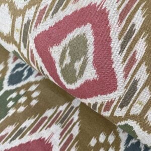Sula Ikat Print - Dark Gold and Red - Image 1
