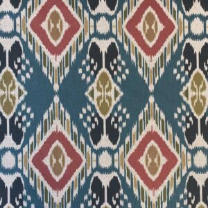 Sula Ikat Print - Teal, Olive and Red - Image 2