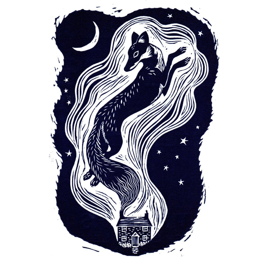 Lines and Lyrics Fox Print by Tamsin  Abbott