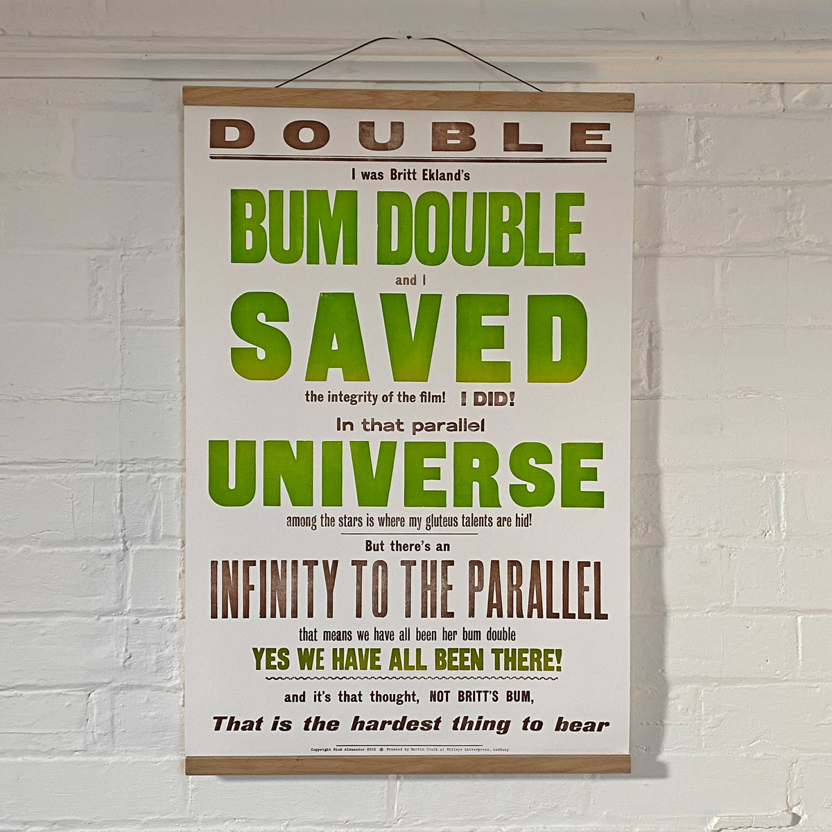 Bum Double, Letterpress Poster - Image 1