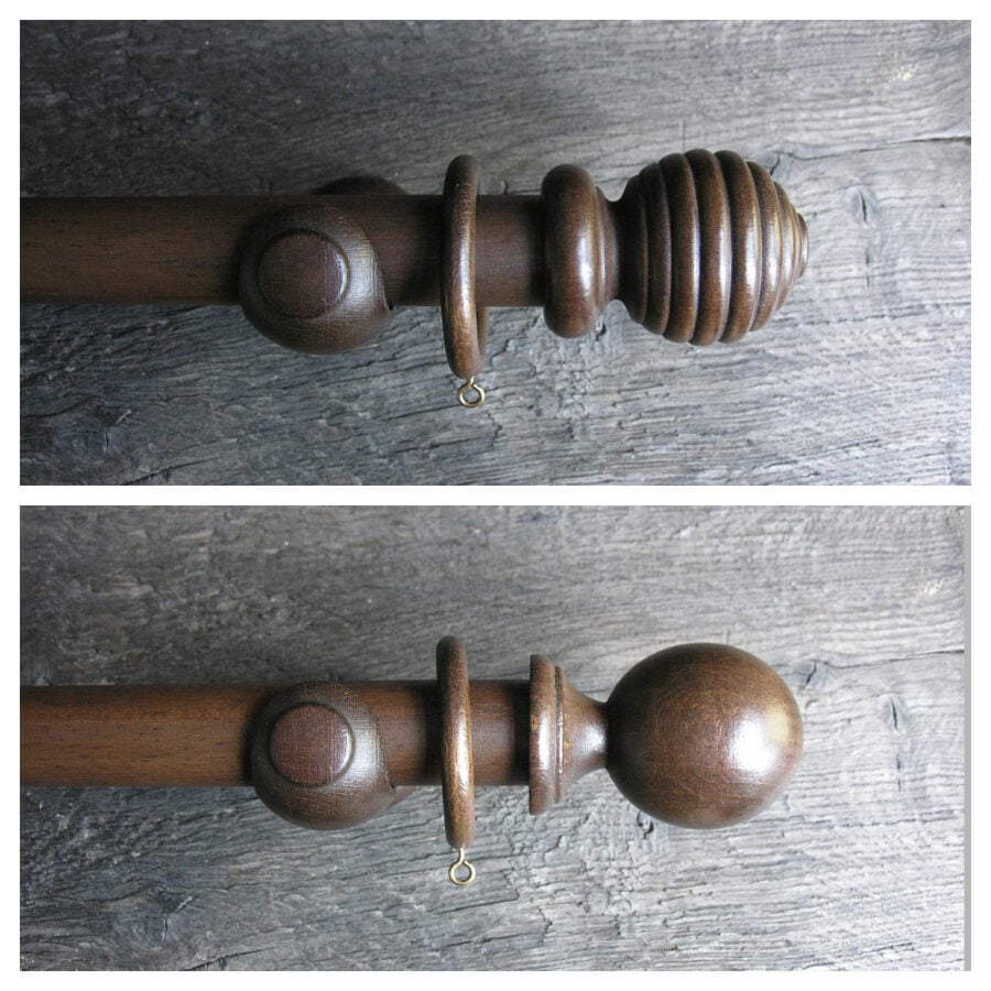 35mm Wooden Curtain Pole Set - Walnut
