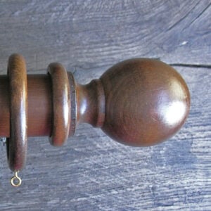 50mm  Wooden Curtain Pole Set - Walnut finish - Image 3