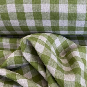 Washed Linen Check Grass Green - Image 2