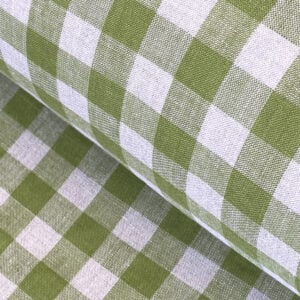 Washed Linen Check Grass Green - Image 1