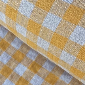 Washed Linen Check Saffron - Image 1