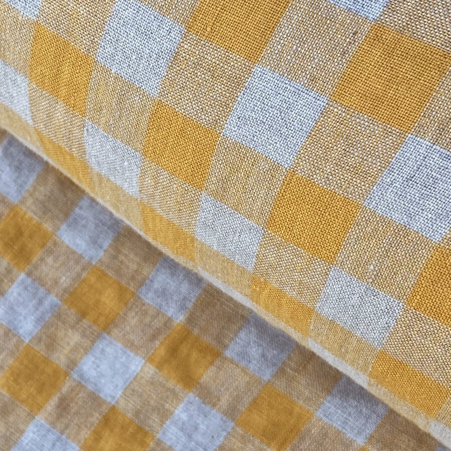 Washed Linen Check Saffron