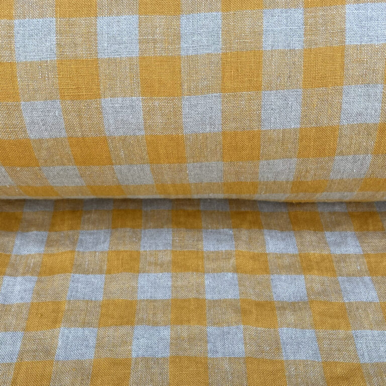 Washed Linen Check Saffron - Image 3