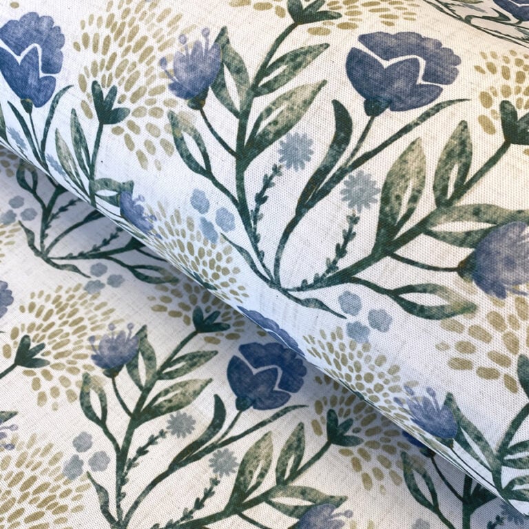 Wild Clover on Ivory - Indigo and Gold - Image 1