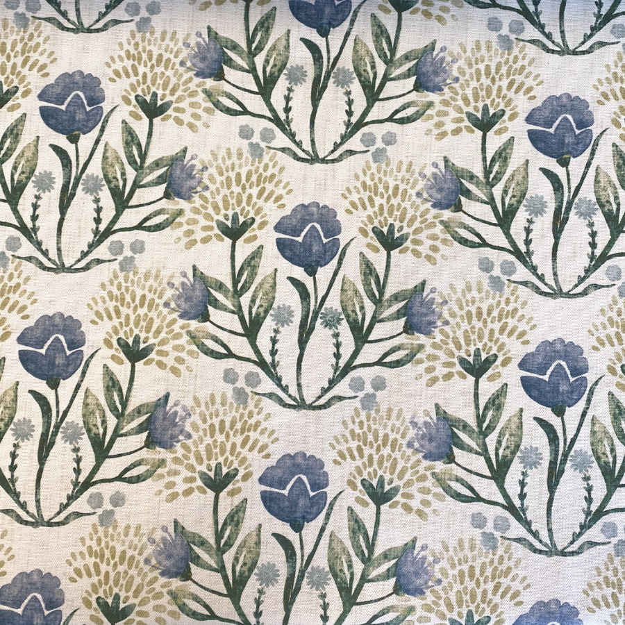 Wild Clover on Ivory - Indigo and Gold - Image 2