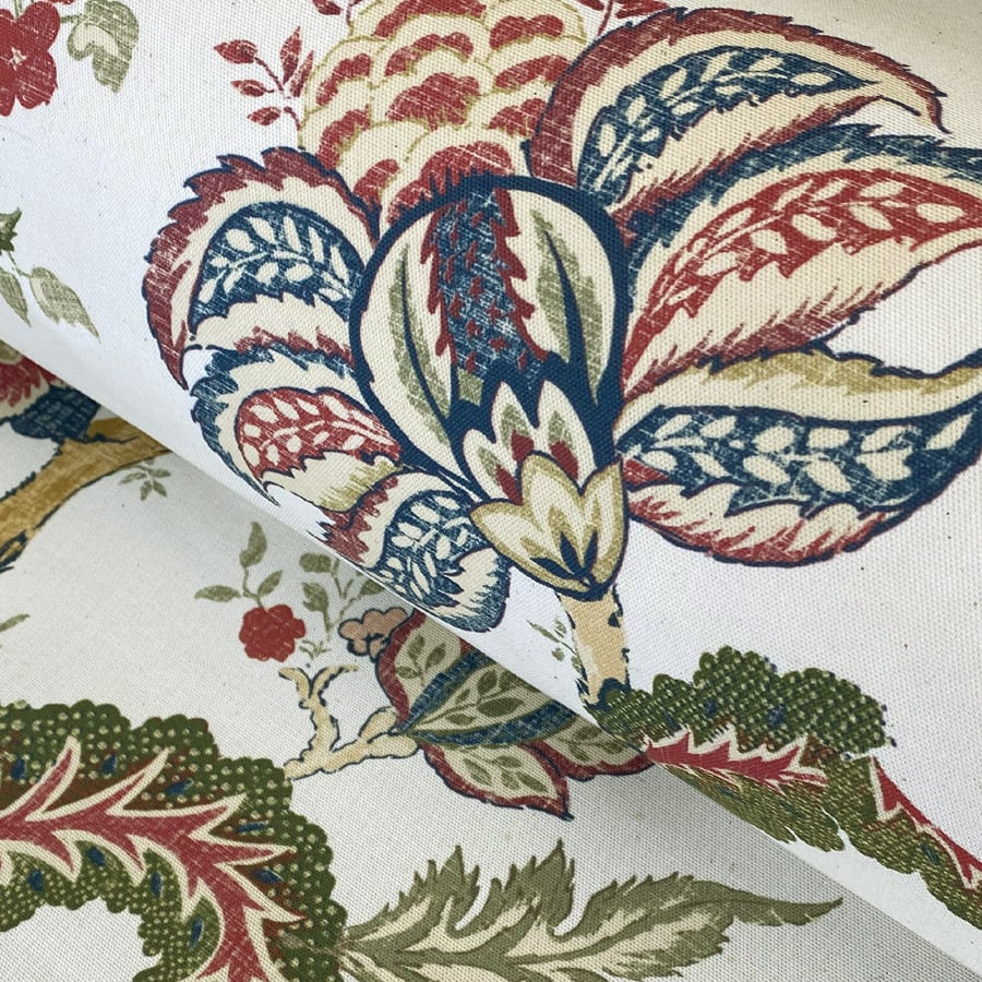 Yasmin on Ivory - Indigo, Red and Sage