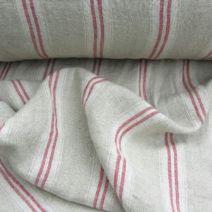 Washed Linen Oland Stripe - Red - Image 2