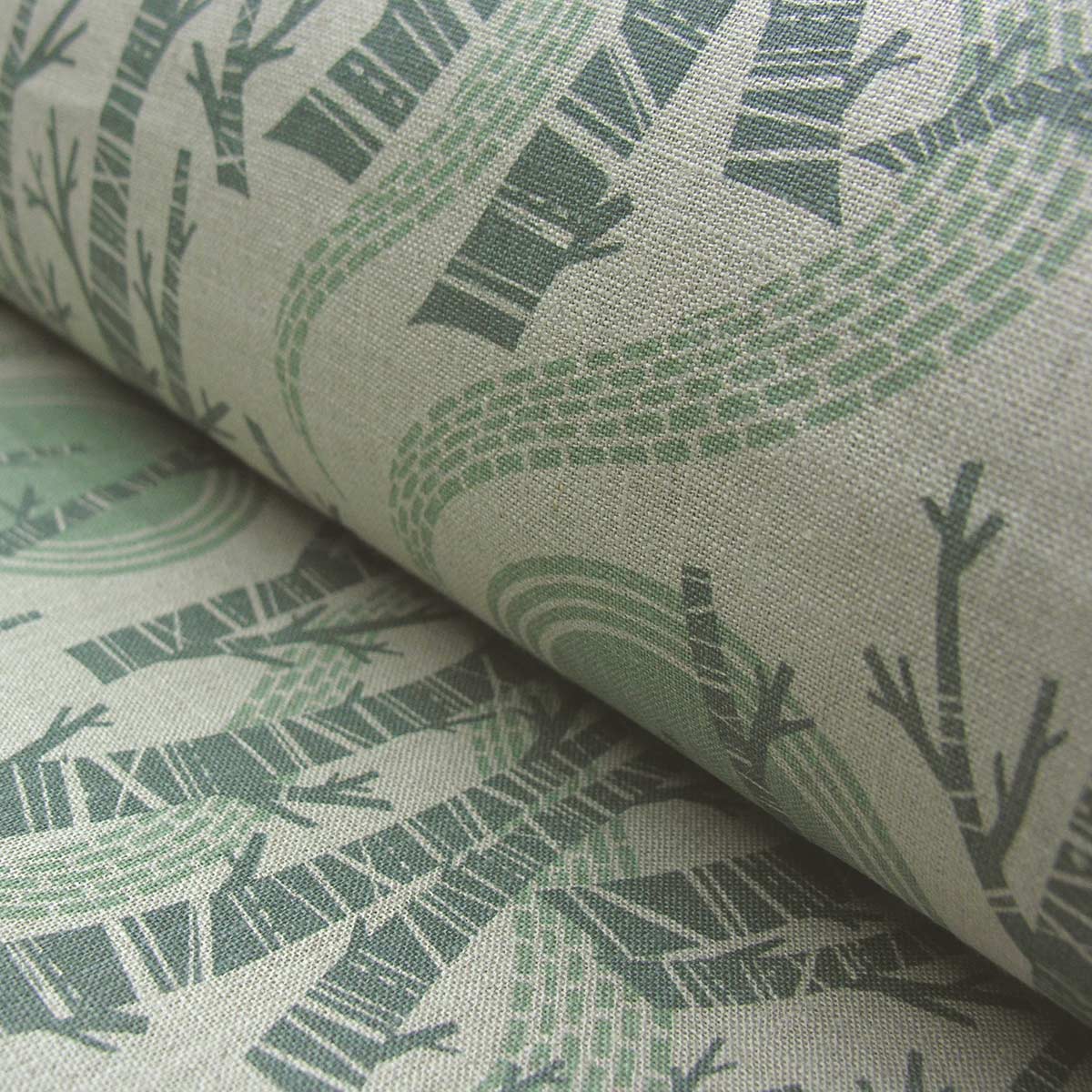 Angie Lewin Birch Tree Sun - Sea Mist and Duck Egg - Image 1