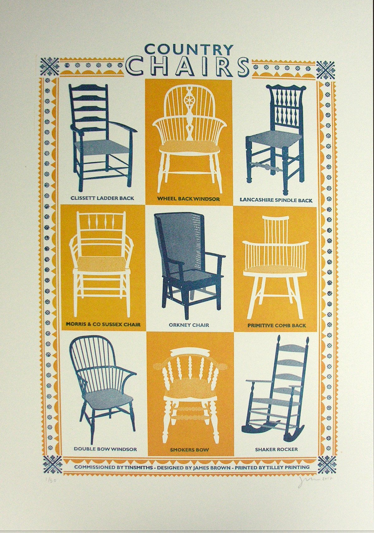 Country Chairs, Unframed Print by James Brown - Image 1