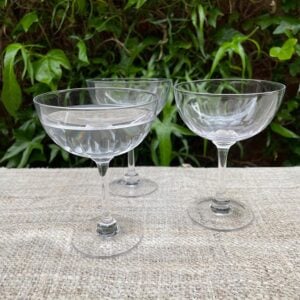 Pair of Crystal Champagne Saucers - Lens Design - Image 3