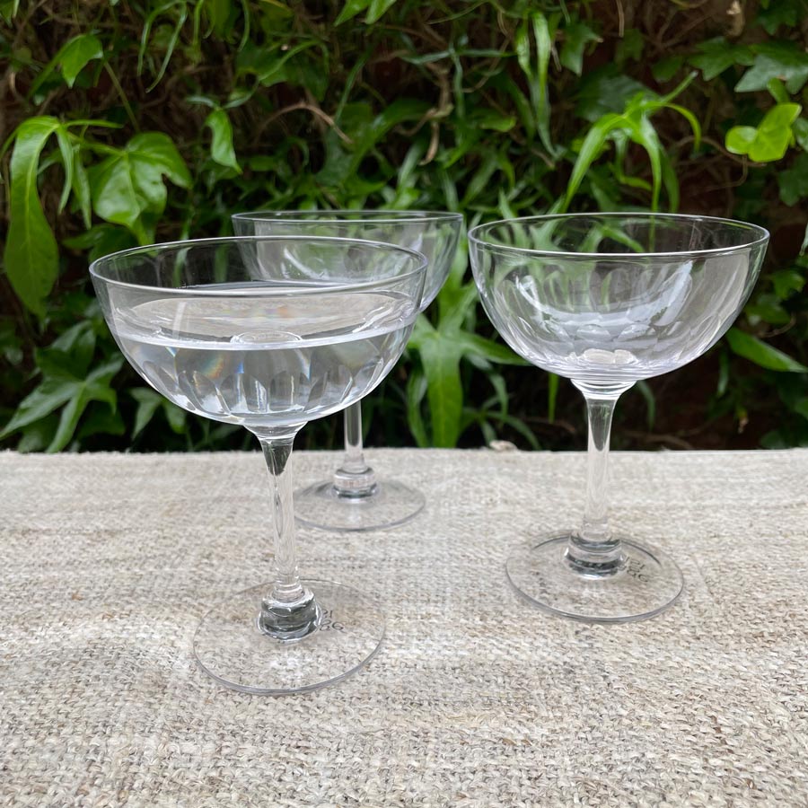Pair of Crystal Champagne Saucers - Lens Design - Image 3