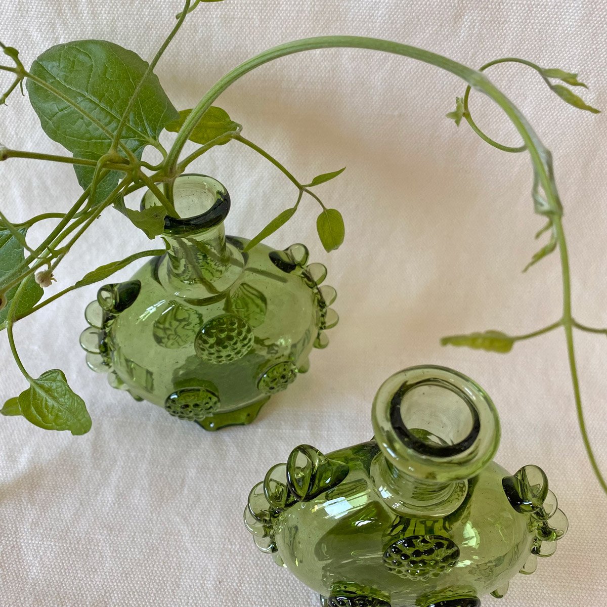 Small Flat Roman Green Glass Bottle - Image 4