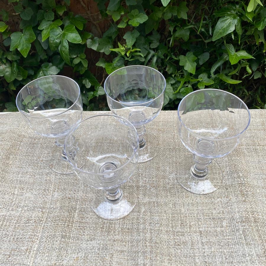 Set of Six Crystal Wine Goblets - Lens Design - Image 4