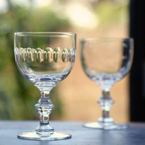 Set of Four Crystal Wine Goblets - Lens Design