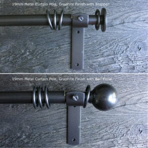 Metal Curtain Pole Set - Graphite Grey 19mm - Image 1