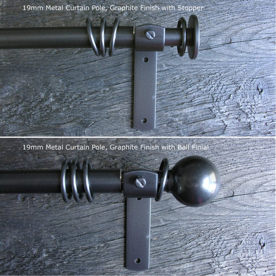 Metal Curtain Pole Set - Graphite Grey 19mm