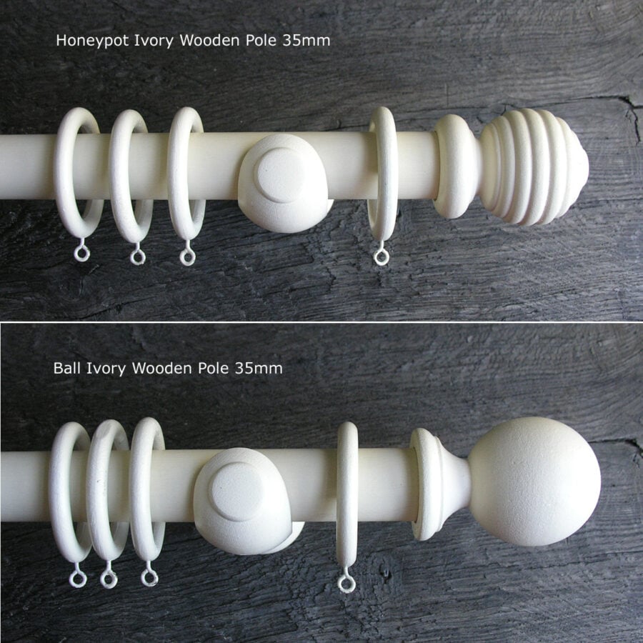 35mm Painted Curtain Pole Set - Ivory