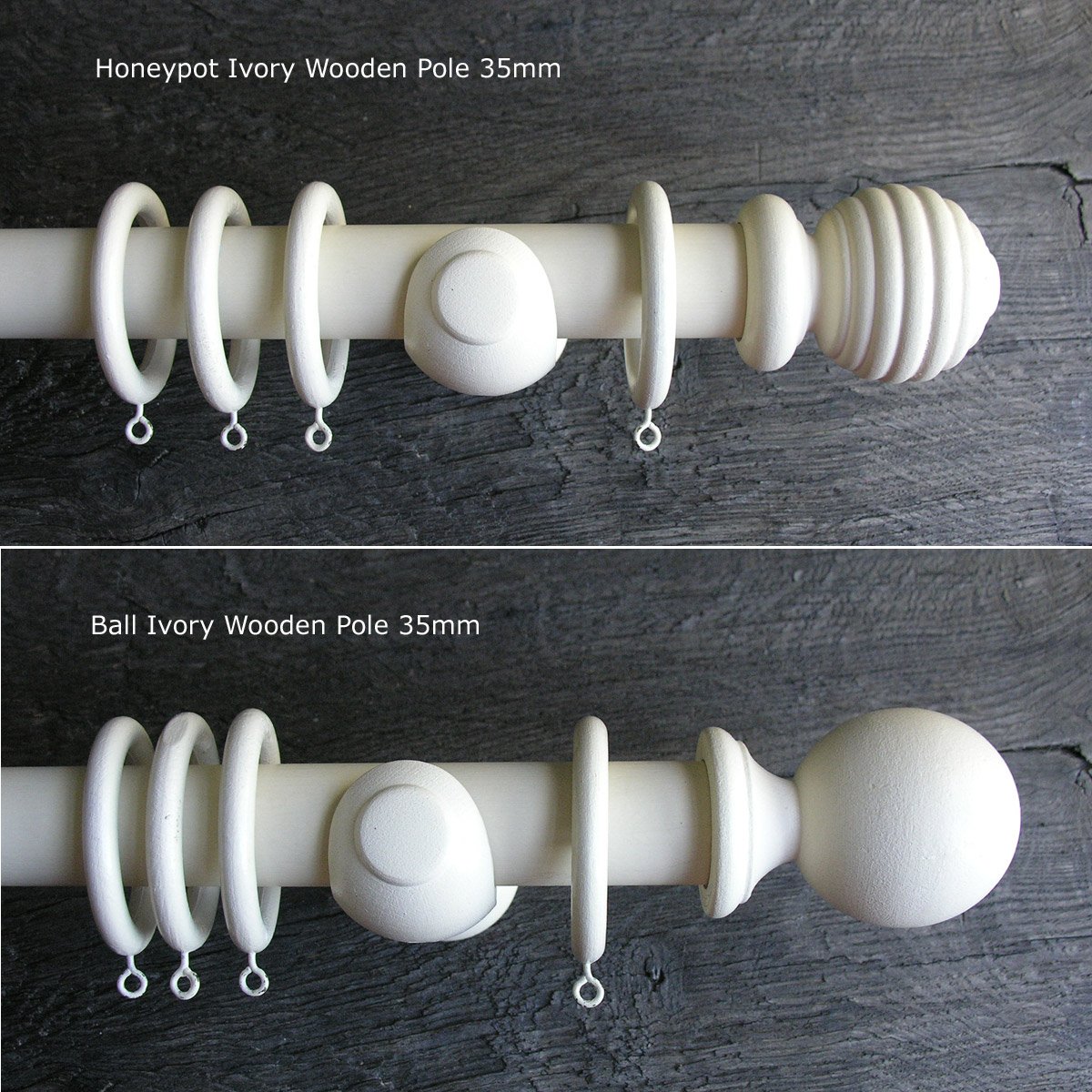 35mm Painted Curtain Pole Set - Ivory - Image 1