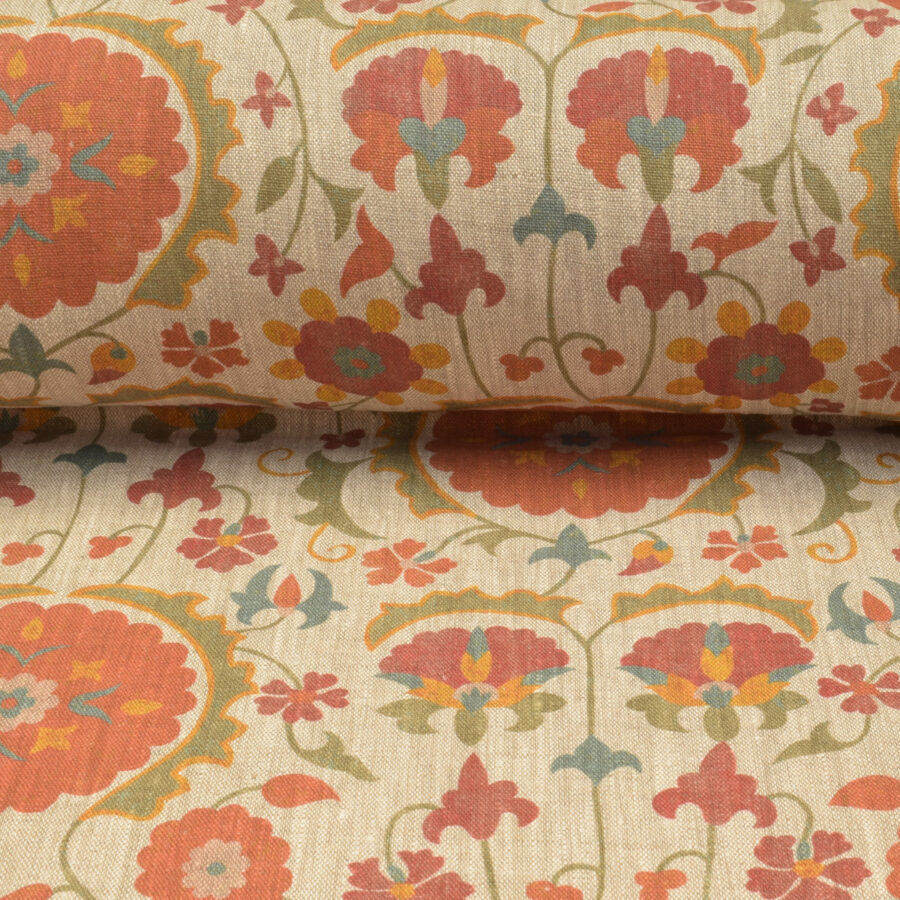 Karabair Linen - Orange, Sage and Ochre - Image 3