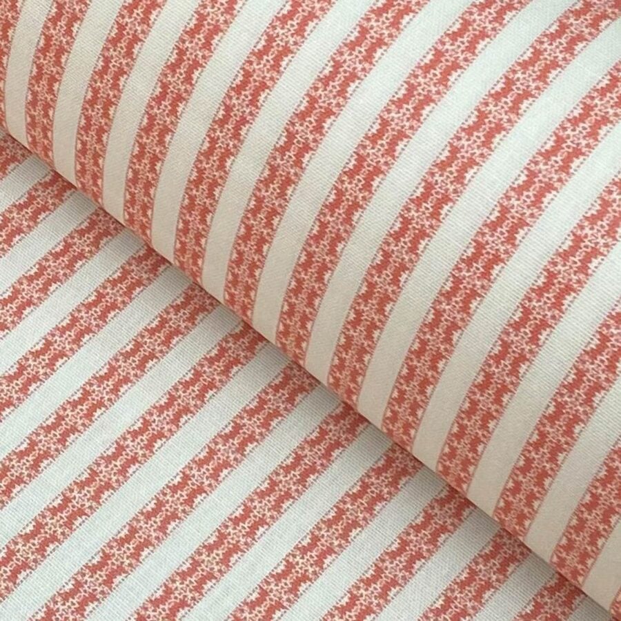 Keswick Stripe - Coral and Ivory