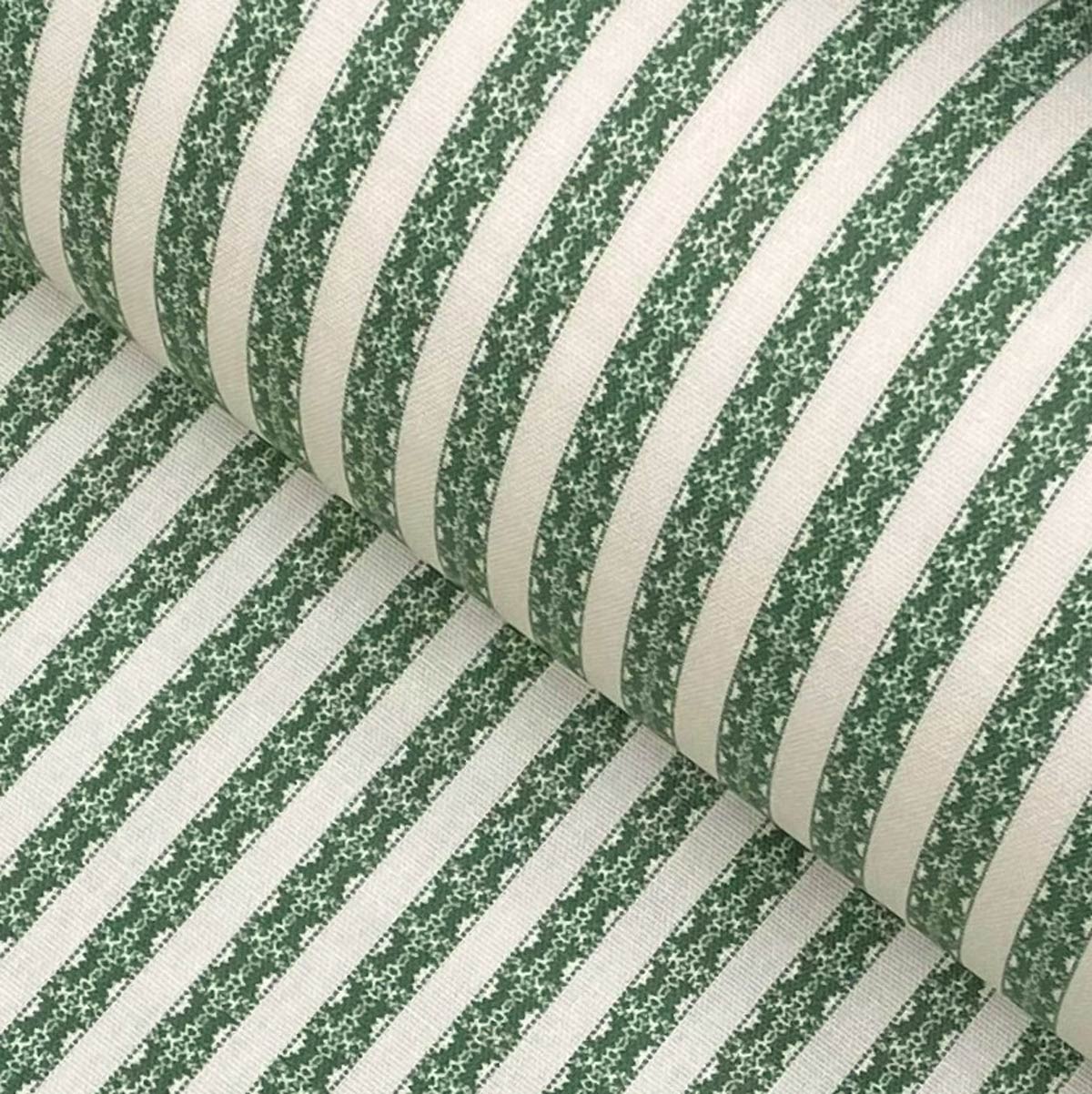 Keswick Stripe - Leaf Green and Ivory - Image 1