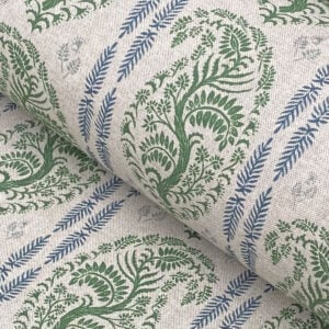 Larisa Stripe Natural - Leaf Green and Indigo - Image 1