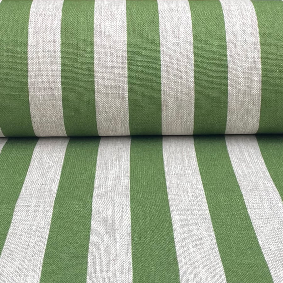 Beta Linen Stripe - Leaf Green - Image 3