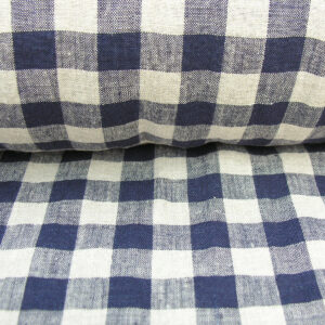 Washed Linen Check Navy - Image 3