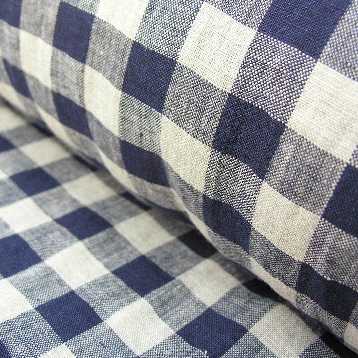 Washed Linen Check Navy - Image 1