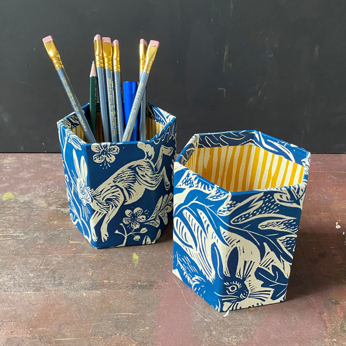 Mark Hearld Blue Whippet Pen Pot - Image 1