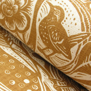 Mark Hearld Wren - Ochre Heavyweight Linen