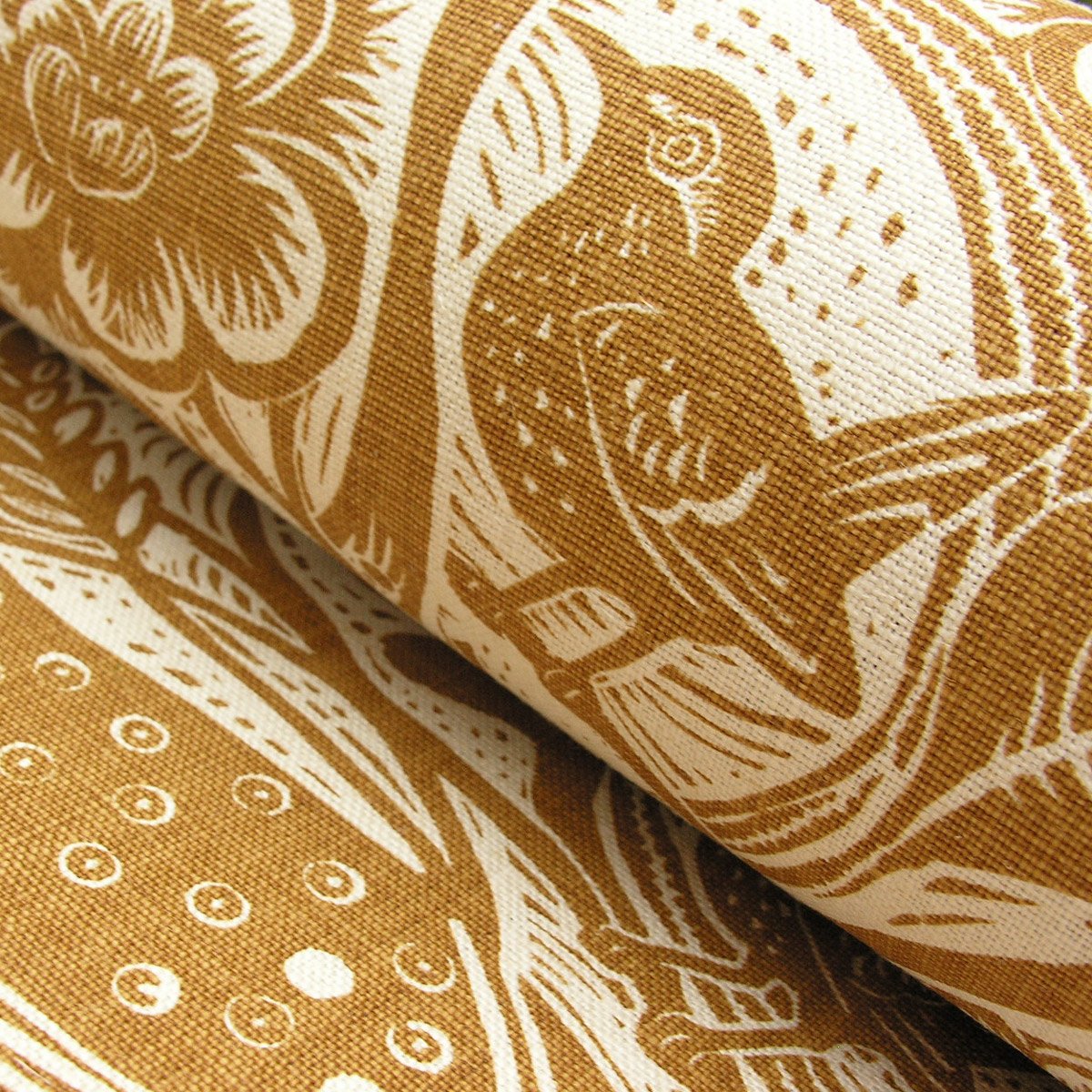 Mark Hearld Wren - Ochre Heavyweight Linen - Image 1