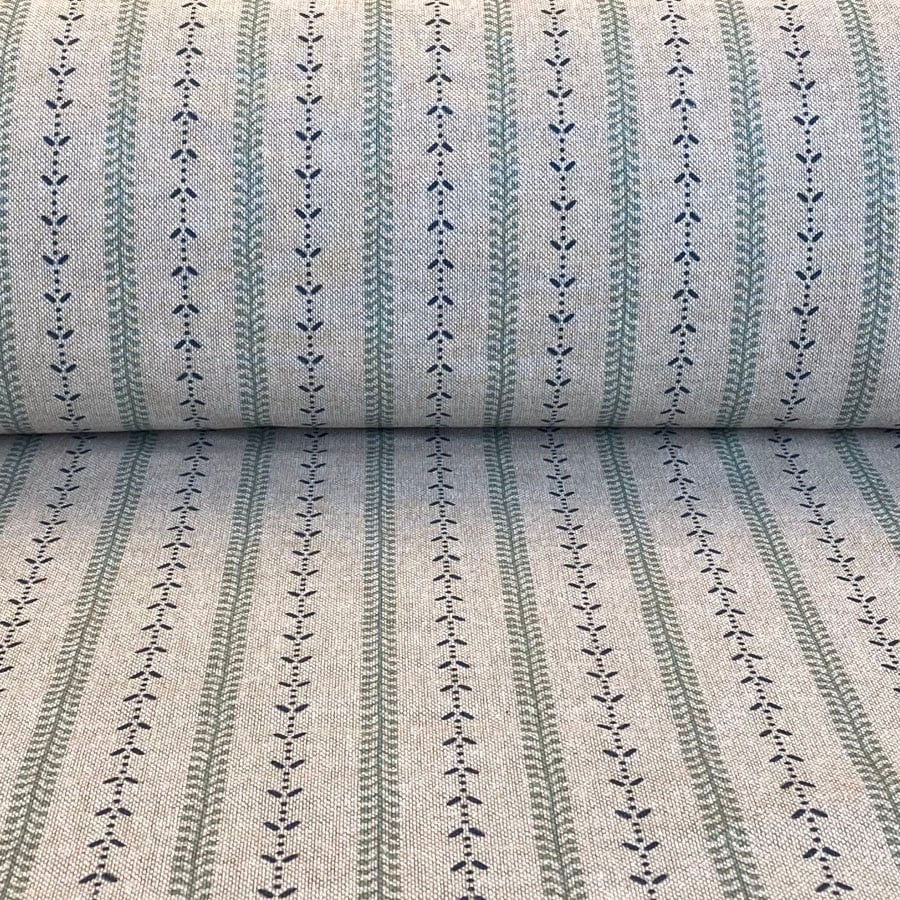 Maya Stripe Natural - Seagreen and Indigo - Image 3