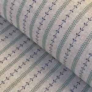 Maya Stripe Natural - Seagreen and Indigo - Image 1