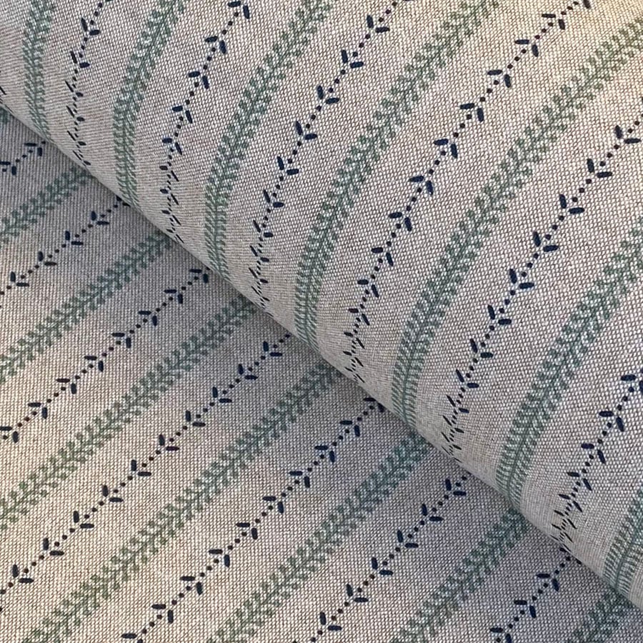 Maya Stripe Natural - Seagreen and Indigo