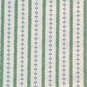 Maya Stripe Ivory - Leaf Green and Indigo - Image 2