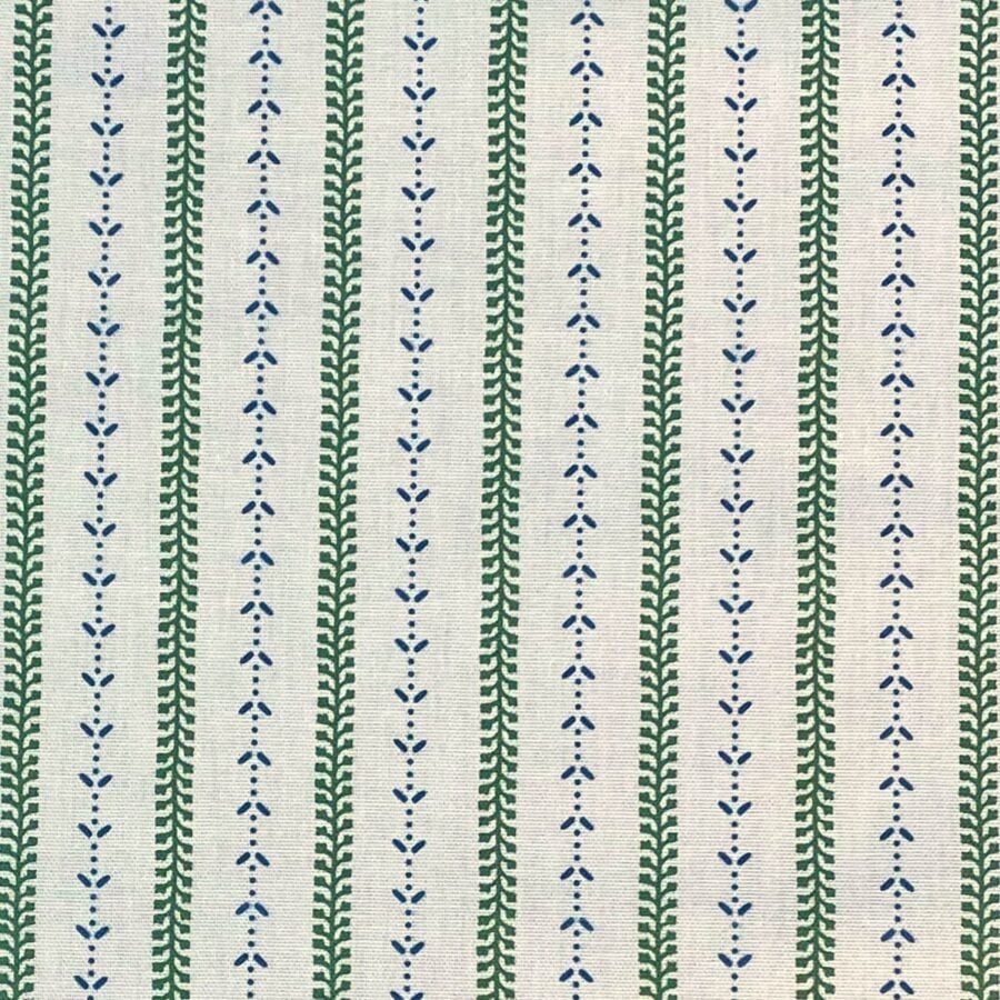 Maya Stripe Ivory - Leaf Green and Indigo - Image 2