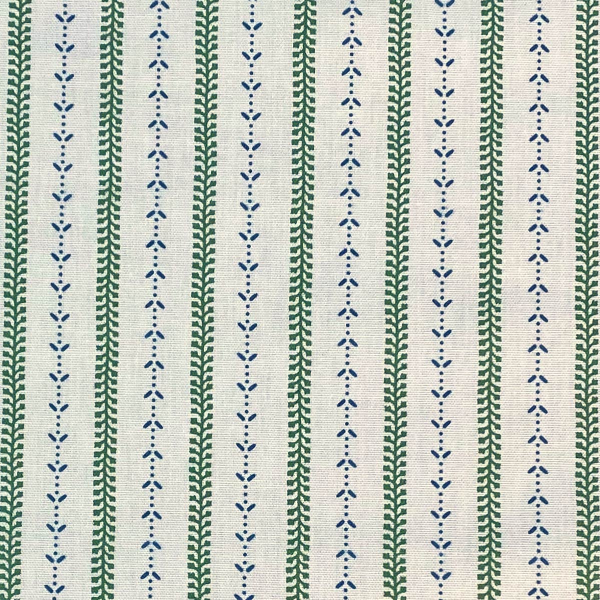 Maya Stripe Ivory - Leaf Green and Indigo - Image 2