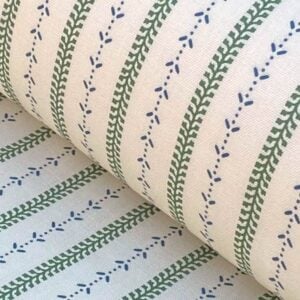 Maya Stripe Ivory - Leaf Green and Indigo