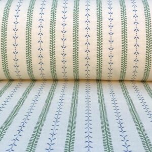 Maya Stripe Ivory - Leaf Green and Indigo - Image 3